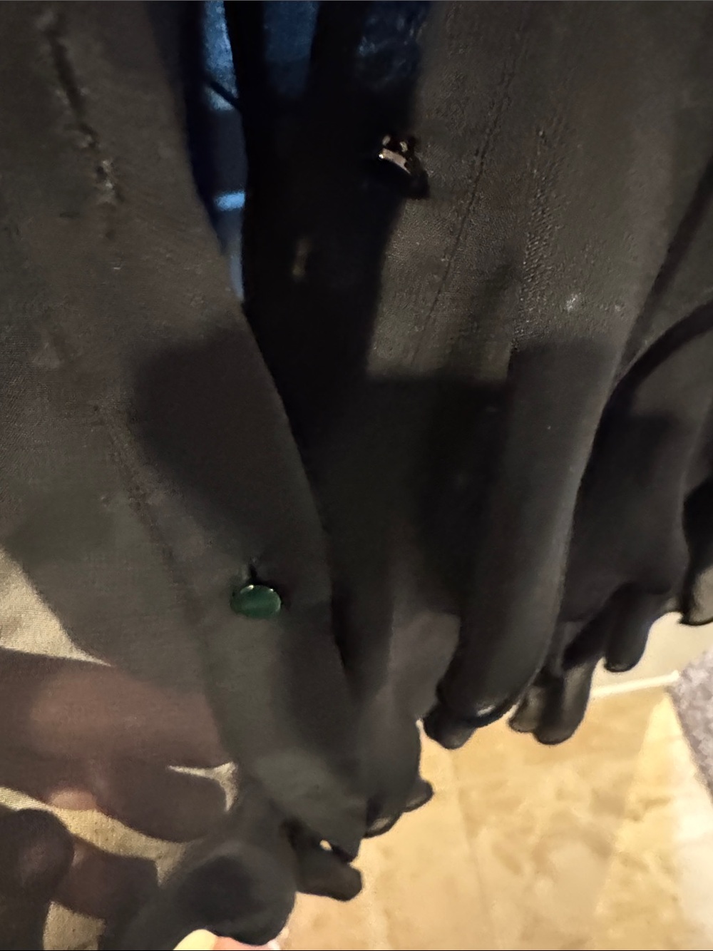 Misook Black Ruffle Layered Long Jacket - Picture 3 of 5